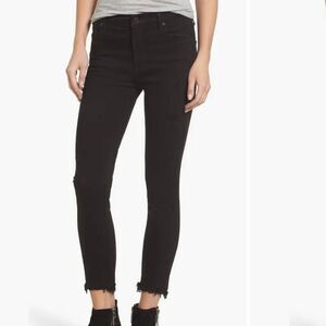 Agolde‎ Sophie Crop High Rise Skinny Jeans Black Organic Denim Raw Hem Womens 28
